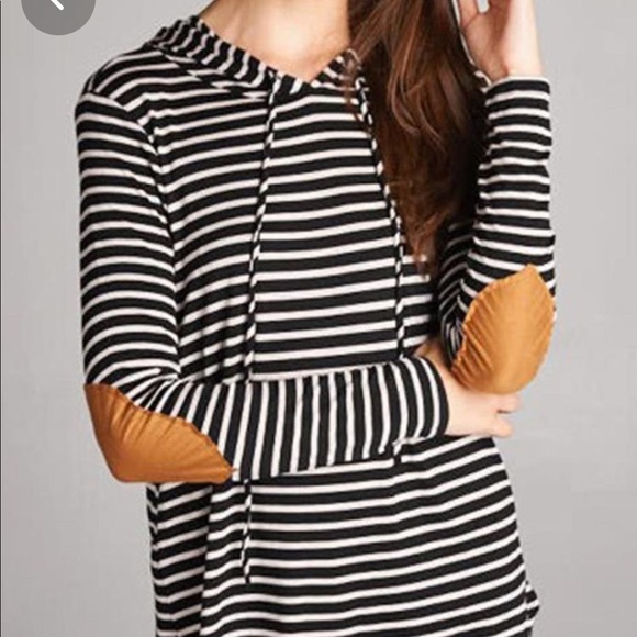 Staccato Tops - Staccato striped shirt with elbow patches